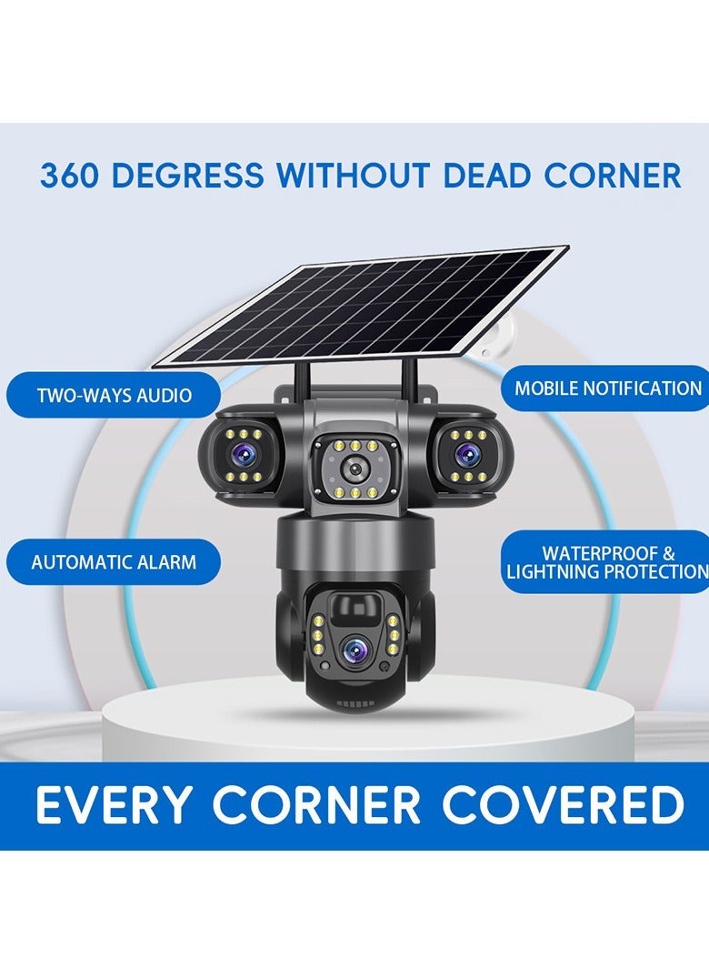 ريد ليف كاميرا مراقبة شمسية بثلاث عدسات، كاميرا خارجية PTZ بزاوية 360 درجة، لاسلكية 4G/WiFi، رؤية ليلية كاملة الألوان، كشف الأشخاص، صوت ثنائي الاتجاه، مقاومة للماء IP66. - Image 5